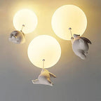 Balloon Globe Ceiling Light with Bear Pull Cord