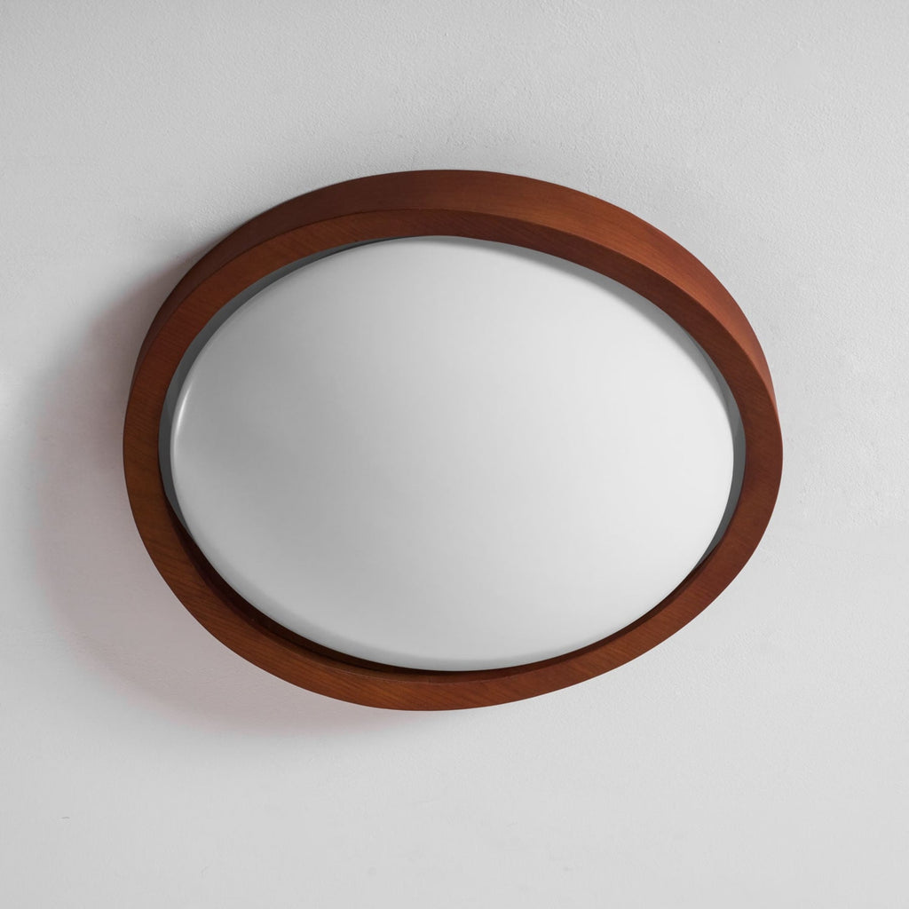 Modern Wood Flush Mount Ceiling Light With Tri-Color Glow — Harbor Light Co.