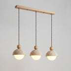 Modern Travertine Stone Pendant Light for Dining Room in 3-Heads: L27.6" x W4.7" x H59" (L70.1 x W11.9 x H149.9 cm) — Harbor Light Co.