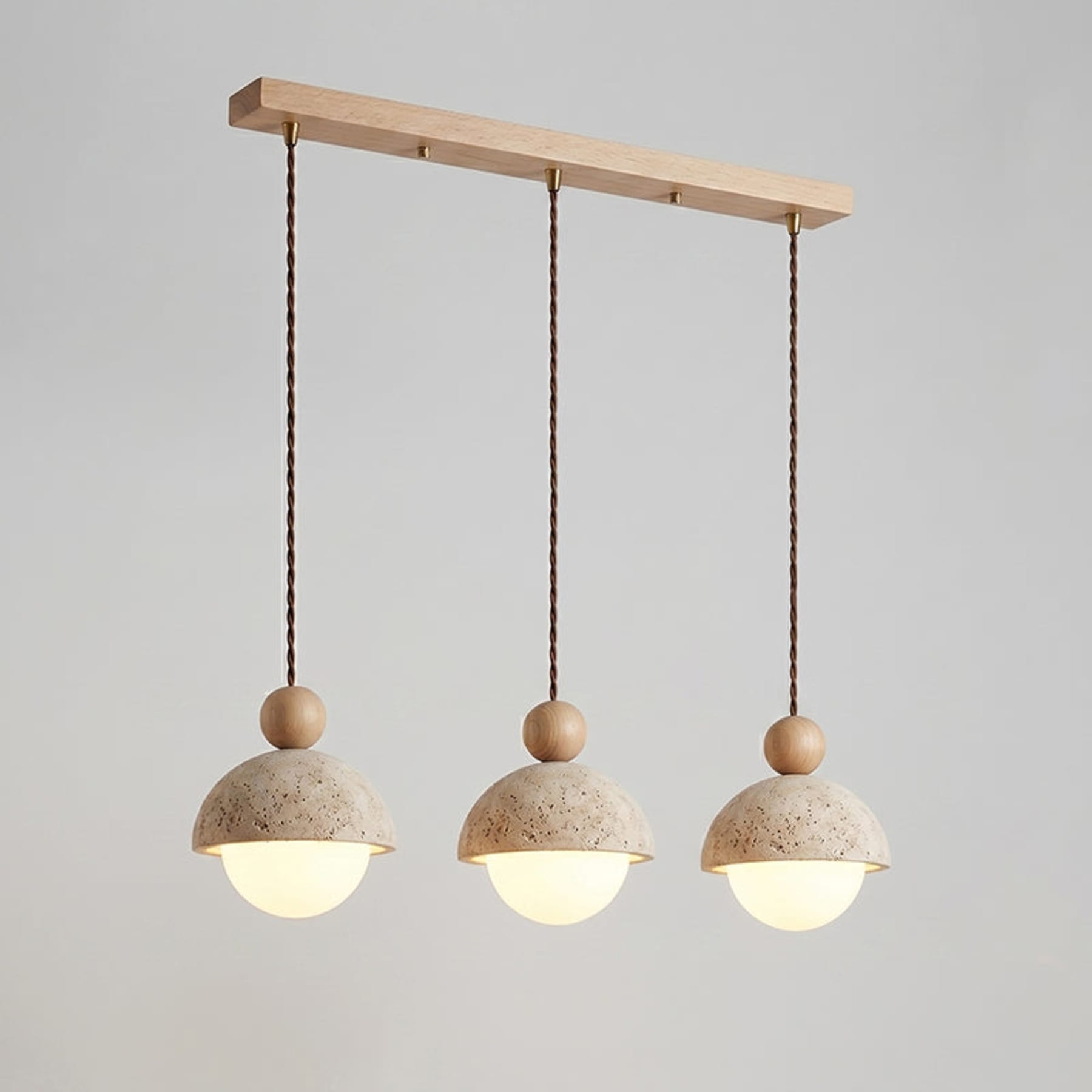 Modern Travertine Stone Pendant Light for Dining Room in 3-Heads: L27.6" x W4.7" x H59" (L70.1 x W11.9 x H149.9 cm) — Harbor Light Co.