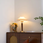 Retro Wood Table Lamp With Fabric Shade for Living Room — Harbor Light Co.
