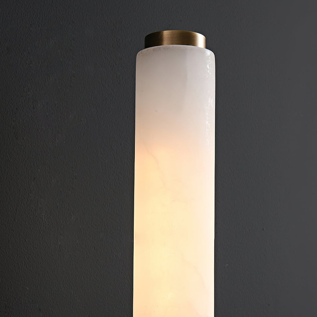 Modern Faux Alabaster Wall Light With Warm Glowing Shade — Harbor Light Co.