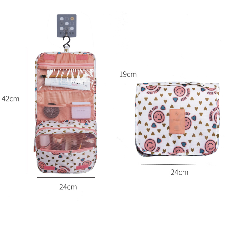 Hanging Travel Toiletry Bag Waterproof Cosmetic Organizer with Hook and Multiple Compartments for Women