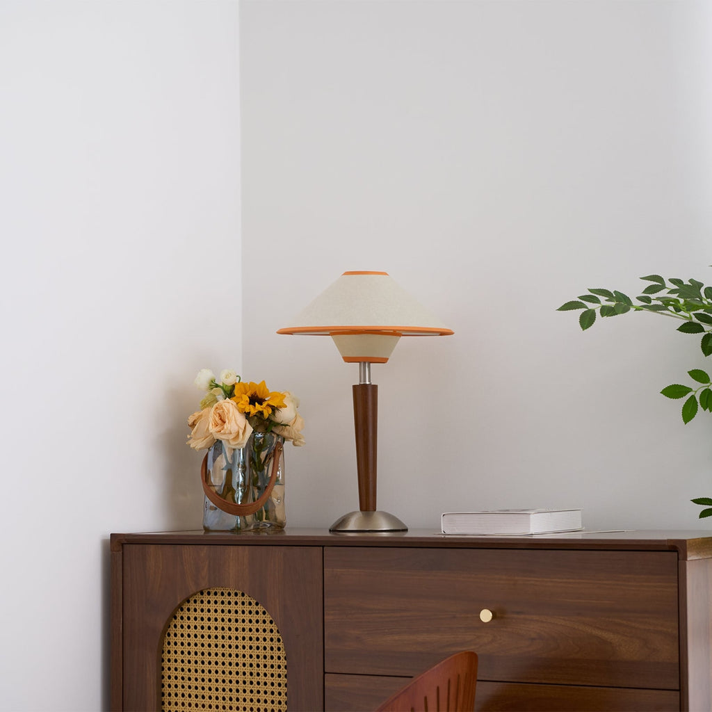 Retro Wood Table Lamp With Fabric Shade for Living Room — Harbor Light Co.