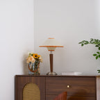 Retro Wood Table Lamp With Fabric Shade for Living Room — Harbor Light Co.