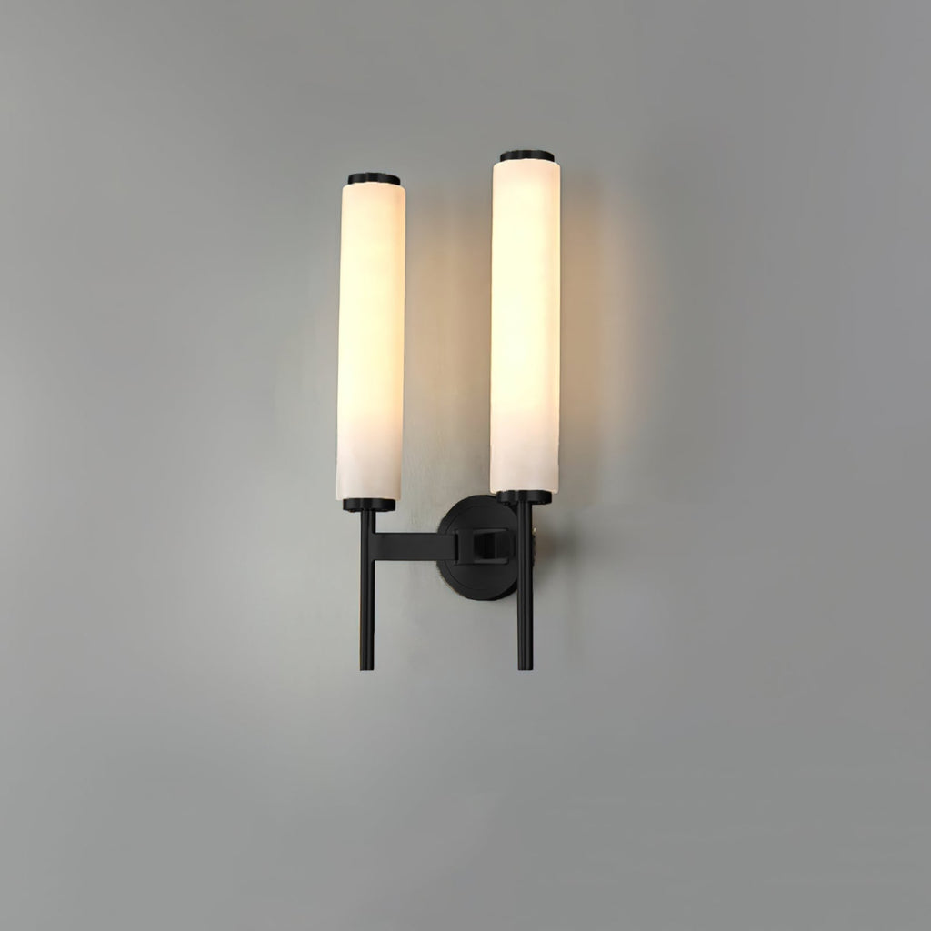 Modern Faux Alabaster Wall Light With Warm Glowing Shade — Harbor Light Co.