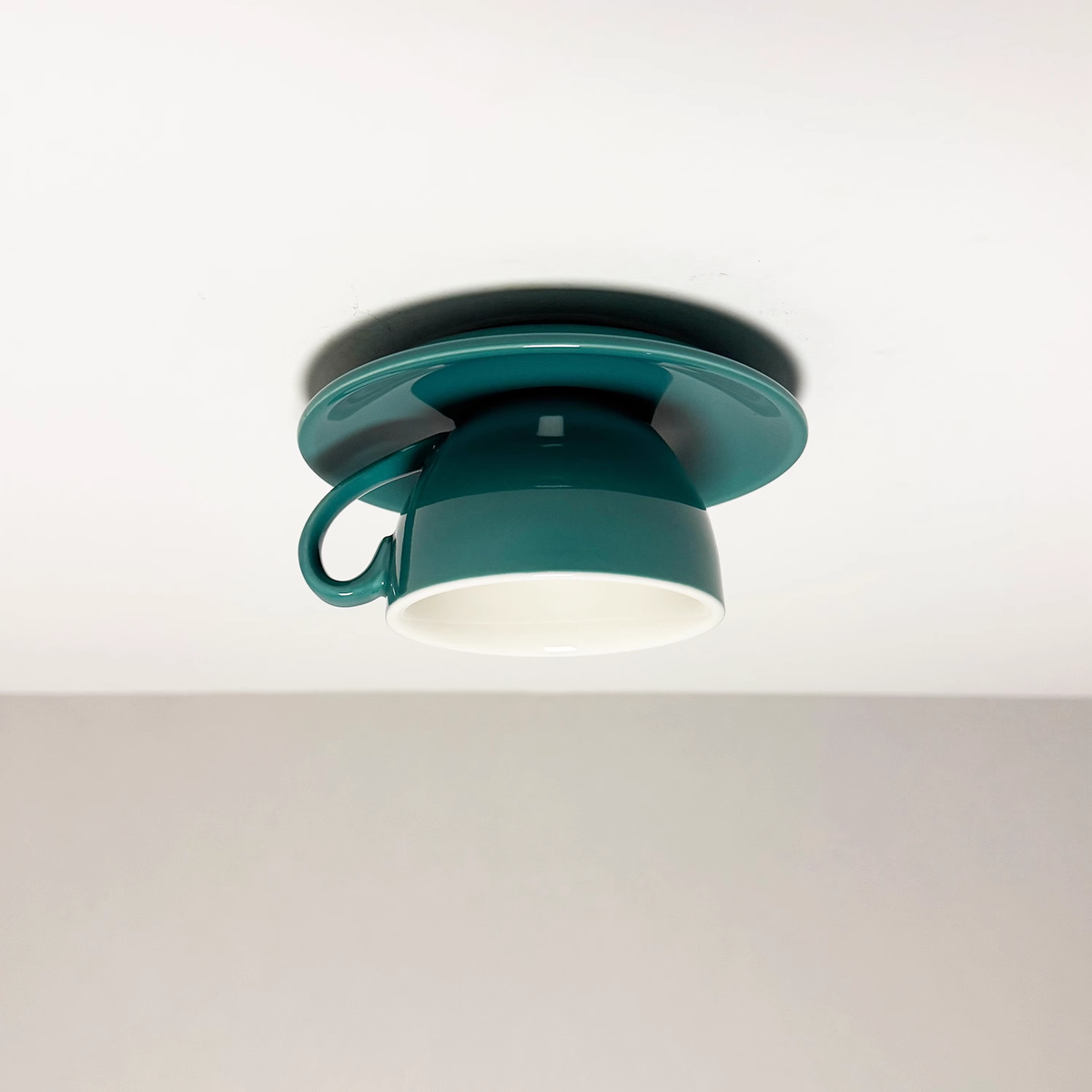 Modern Ceramic Flush Mount Ceiling Light With Gloss Finish in Peacock Green — Harbor Light Co.