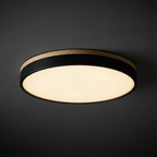 Round Flush Mount Ceiling Light with Wood Trim