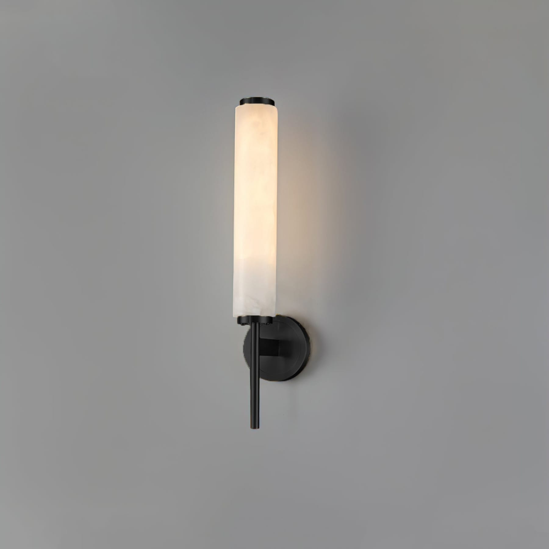 Modern Faux Alabaster Wall Light With Warm Glowing Shade — Harbor Light Co.