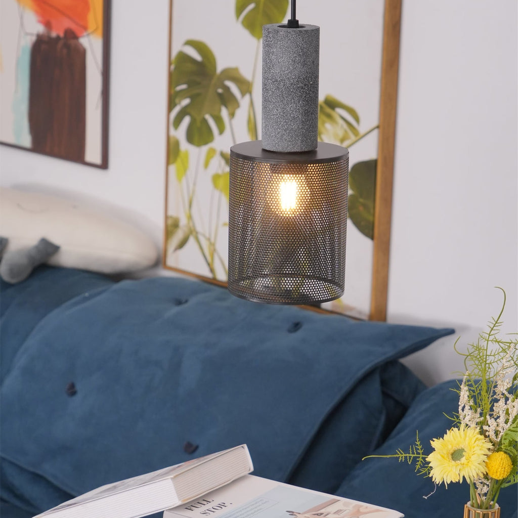 Industrial Wrought Iron Concrete Pendant Light With Warm LED Glow — Harbor Light Co.
