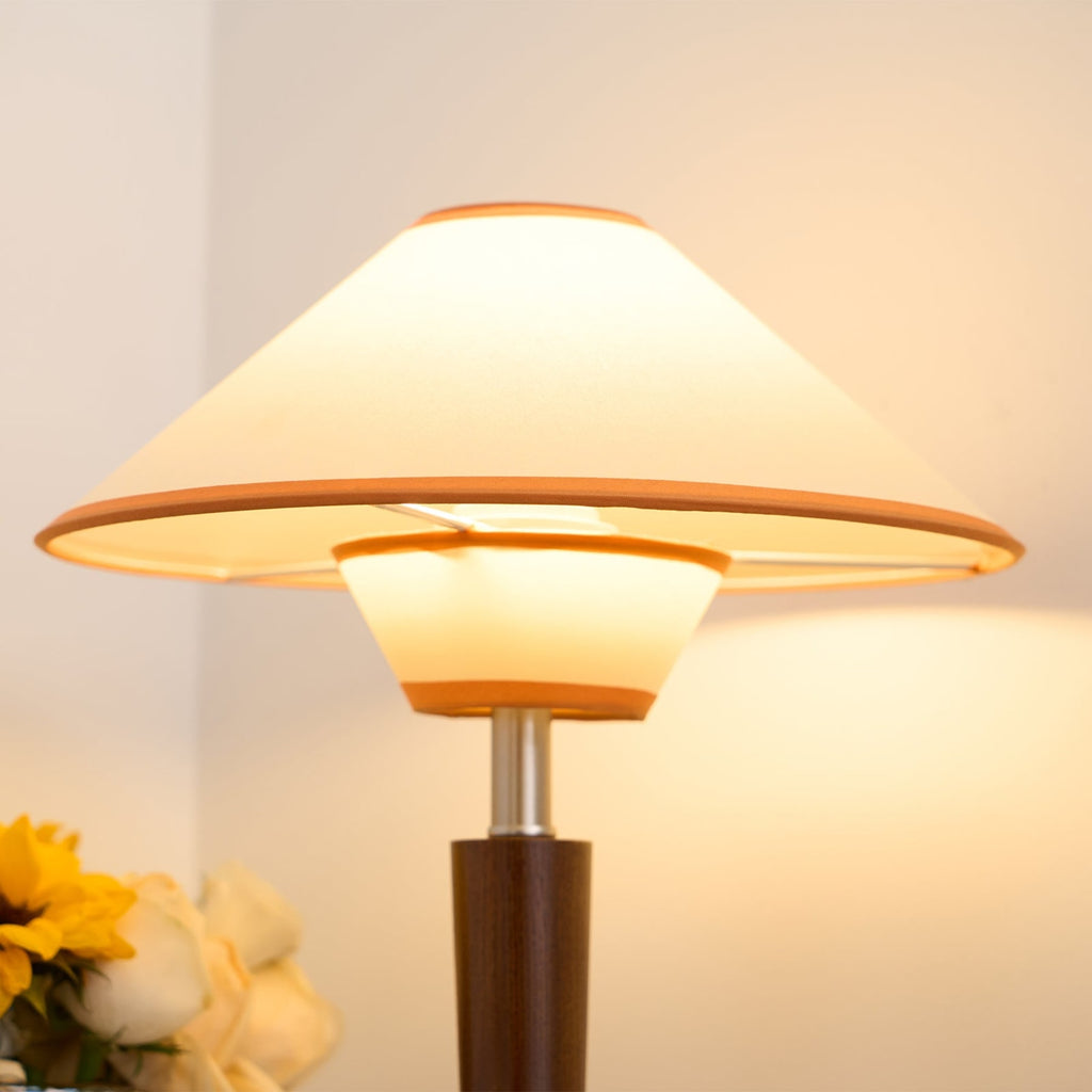 Retro Wood Table Lamp With Fabric Shade for Living Room — Harbor Light Co.