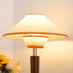 Retro Wood Table Lamp With Fabric Shade for Living Room — Harbor Light Co.