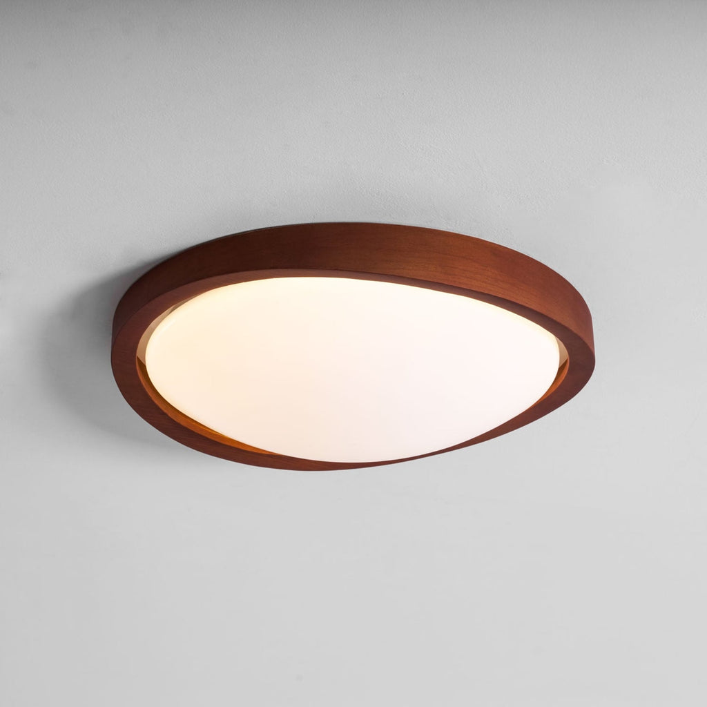 Modern Wood Flush Mount Ceiling Light With Tri-Color Glow — Harbor Light Co.