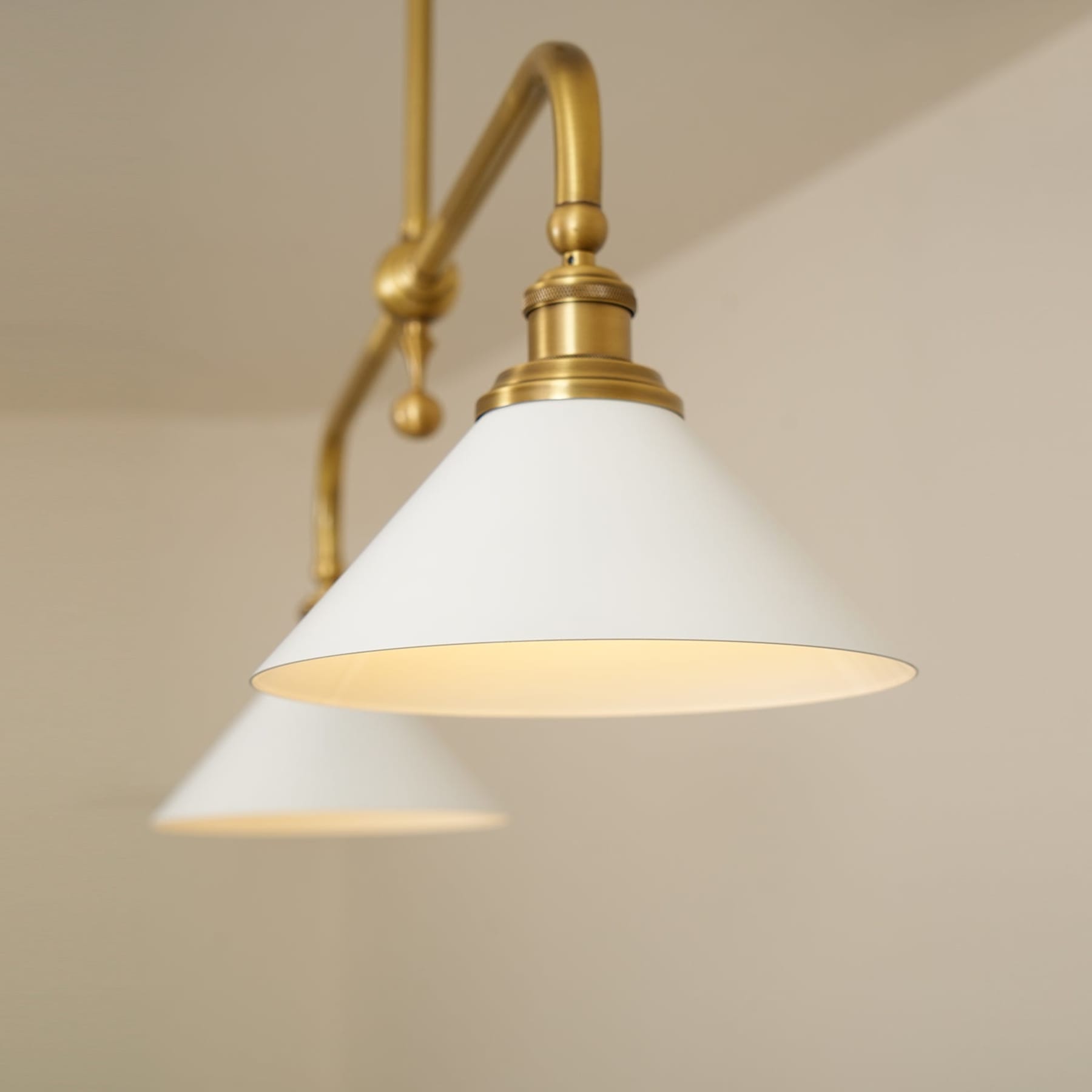 Modern Brass Pendant Light With Ceramic Shades for Dining Room — Harbor Light Co.