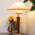 Retro Wood Table Lamp With Fabric Shade for Living Room — Harbor Light Co.