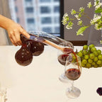 Novelty Glass Decanter with Curved Spout and Double Bulb Base Beverage Carafe for Wine Whiskey and Juice