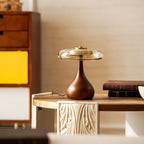 Modern Ash Wood and Brass Table Lamp for Living Room — Harbor Light Co.