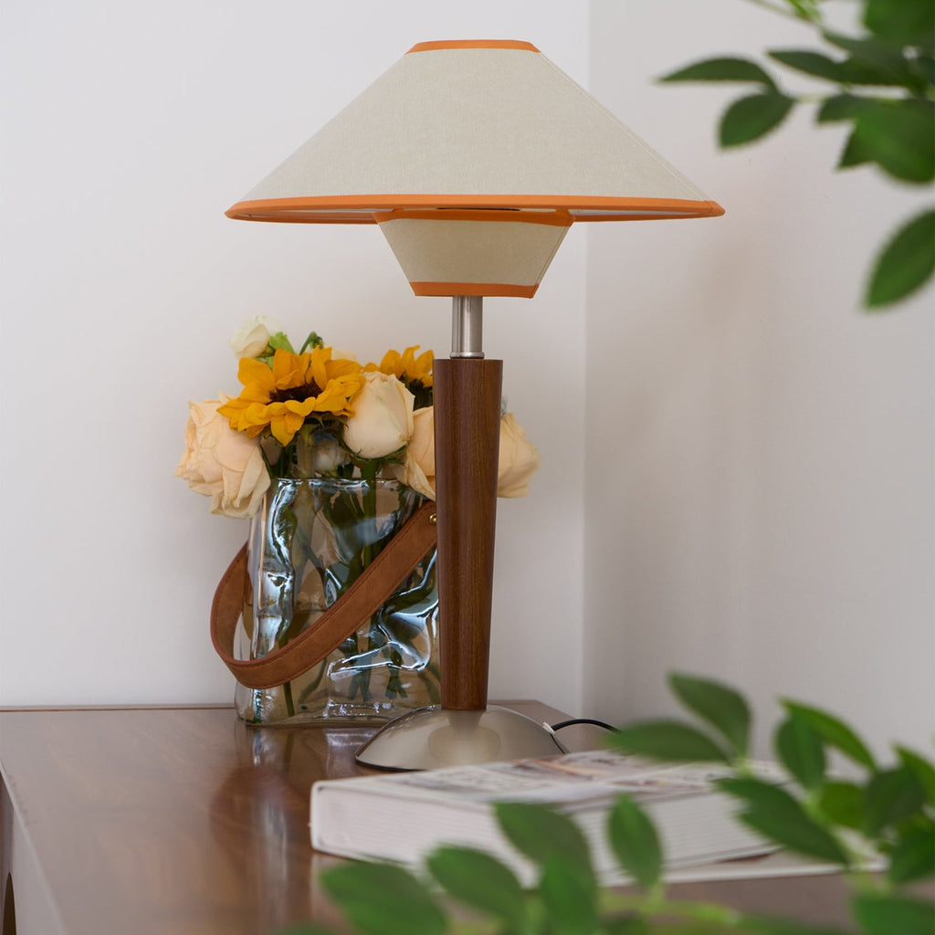 Retro Wood Table Lamp With Fabric Shade for Living Room — Harbor Light Co.