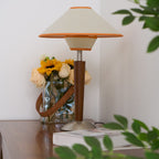 Retro Wood Table Lamp With Fabric Shade for Living Room — Harbor Light Co.