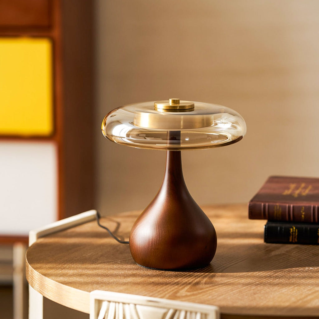 Modern Ash Wood and Brass Table Lamp for Living Room — Harbor Light Co.