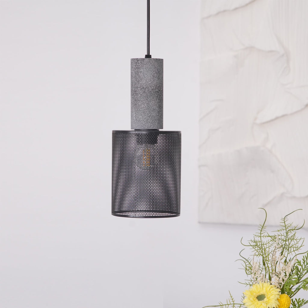 Industrial Wrought Iron Concrete Pendant Light With Warm LED Glow — Harbor Light Co.