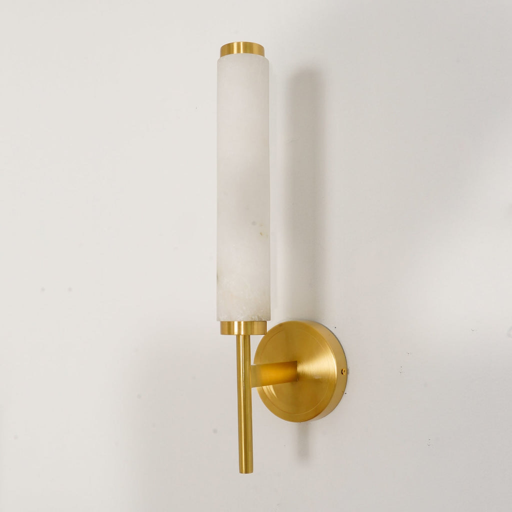 Modern Faux Alabaster Wall Light With Warm Glowing Shade — Harbor Light Co.