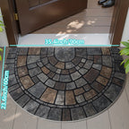 Half Circle Mosaic Door Mat Non-Slip Semicircle Welcome Mat Stone Pattern Indoor Outdoor Entryway Rug