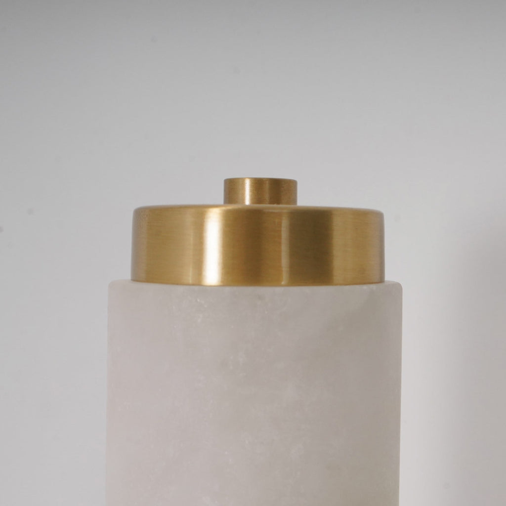 Modern Faux Alabaster Wall Light With Warm Glowing Shade — Harbor Light Co.