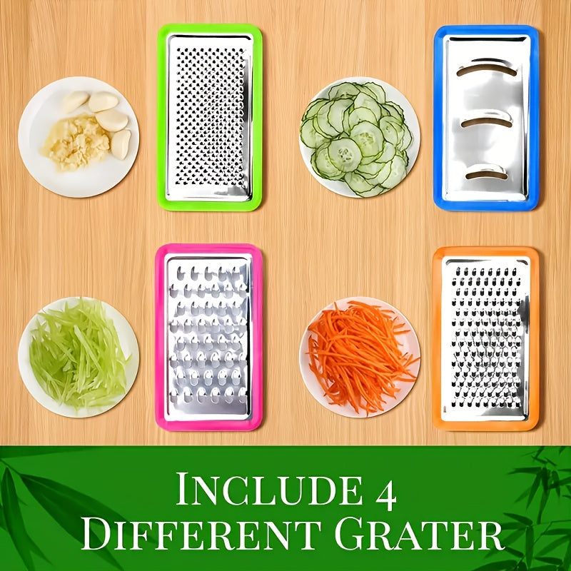 Bamboo Cutting Board with Storage Trays and Interchangeable Graters Multifunctional Kitchen Prep Station with Juice Groove