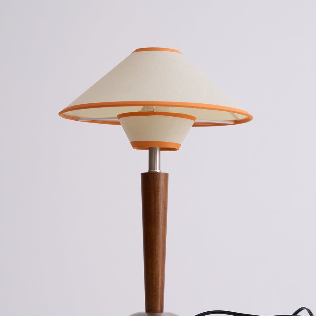 Retro Wood Table Lamp With Fabric Shade for Living Room — Harbor Light Co.