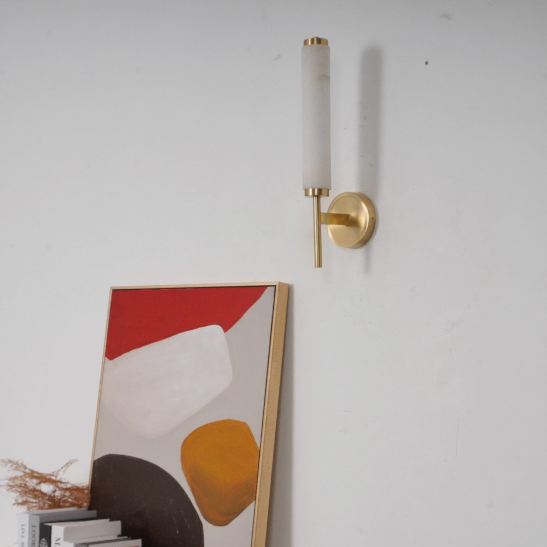 Modern Faux Alabaster Wall Light With Warm Glowing Shade — Harbor Light Co.