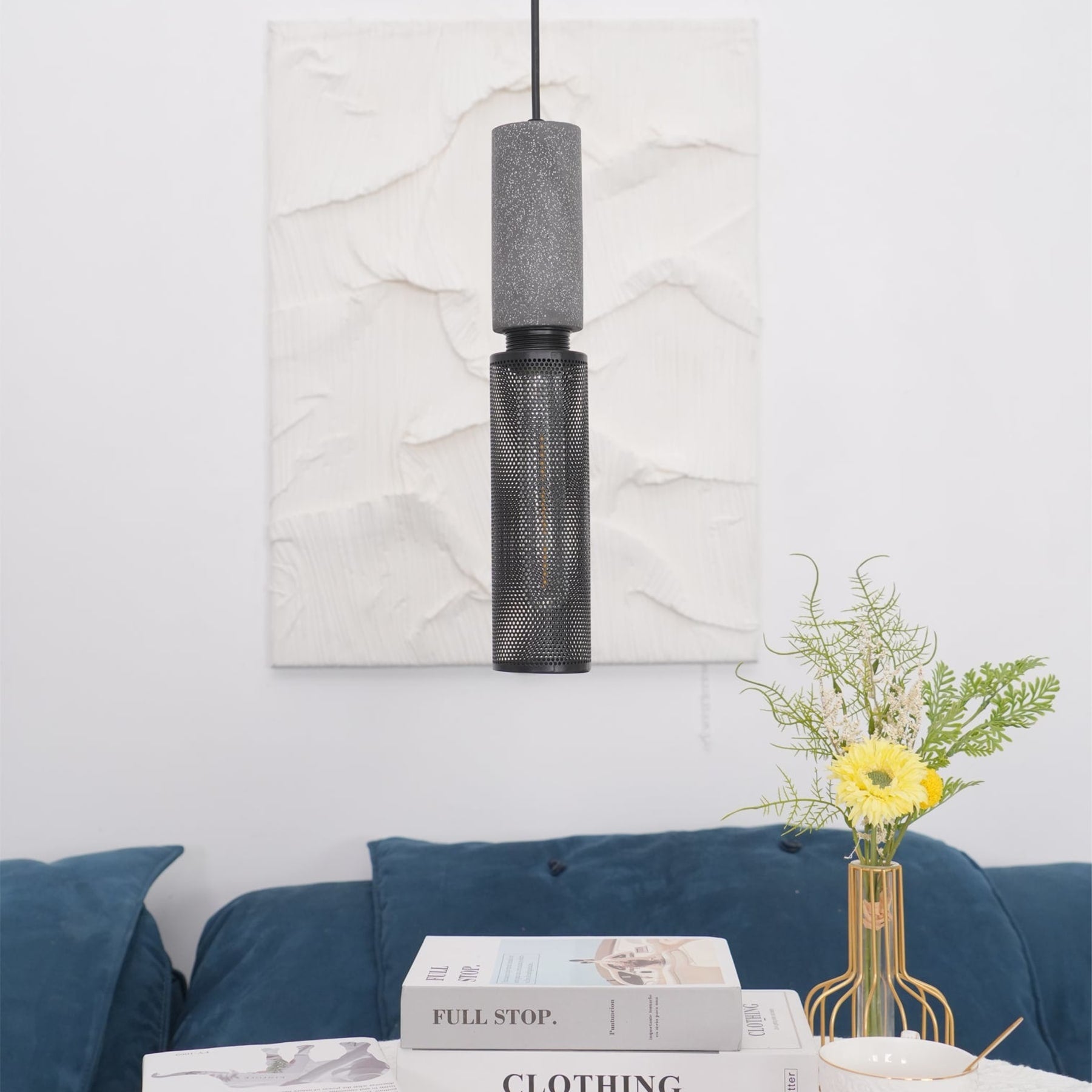 Industrial Wrought Iron Concrete Pendant Light With Warm LED Glow — Harbor Light Co.