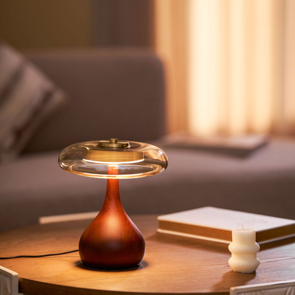 Modern Ash Wood and Brass Table Lamp for Living Room — Harbor Light Co.