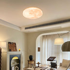 Moon Texture Flush Mount Ceiling Light with Wood Trim