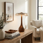 Modern Ash Wood and Brass Table Lamp for Living Room — Harbor Light Co.