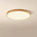 Ultra Thin Solid Wood Round Flush Mount LED Ceiling Light