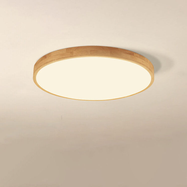 Ultra Thin Solid Wood Round Flush Mount LED Ceiling Light