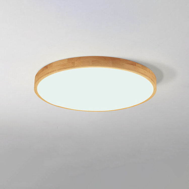 Ultra Thin Solid Wood Round Flush Mount LED Ceiling Light