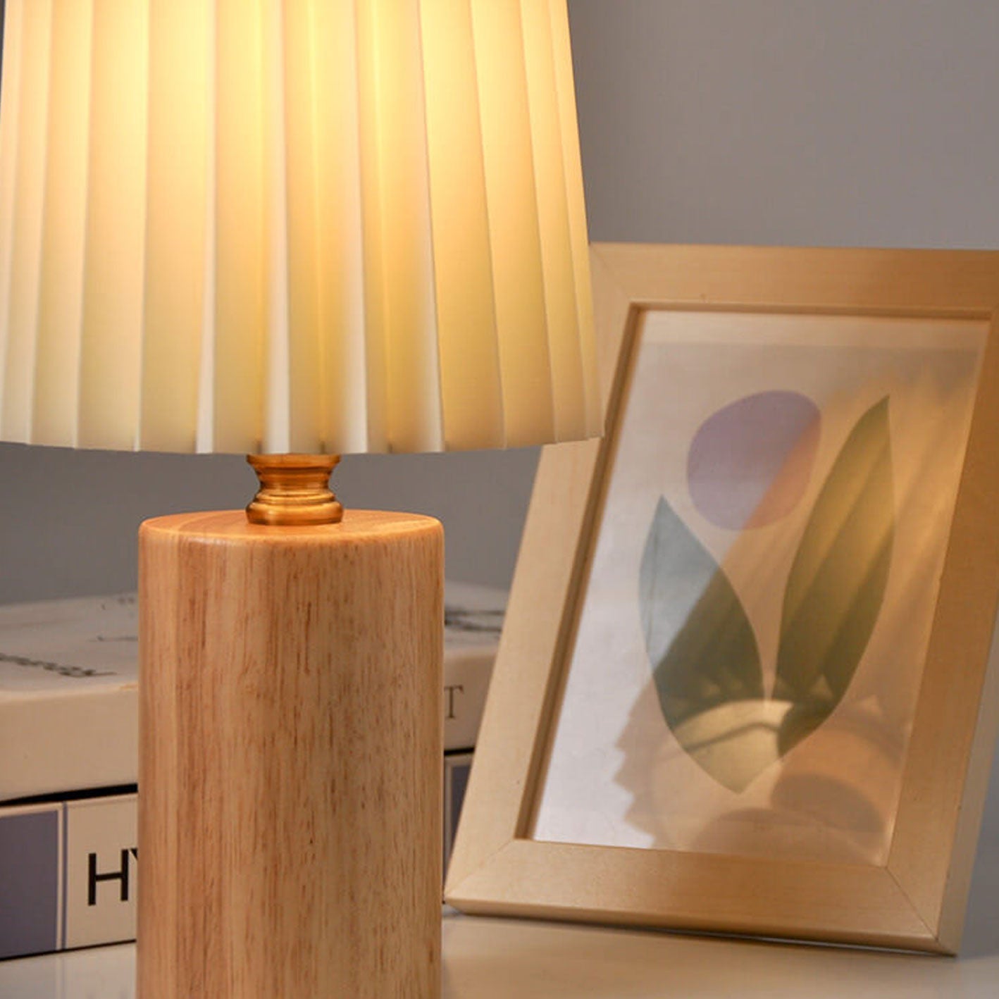 Retro Wood Table Lamp With Fabric Shade for Living Room — Harbor Light Co.