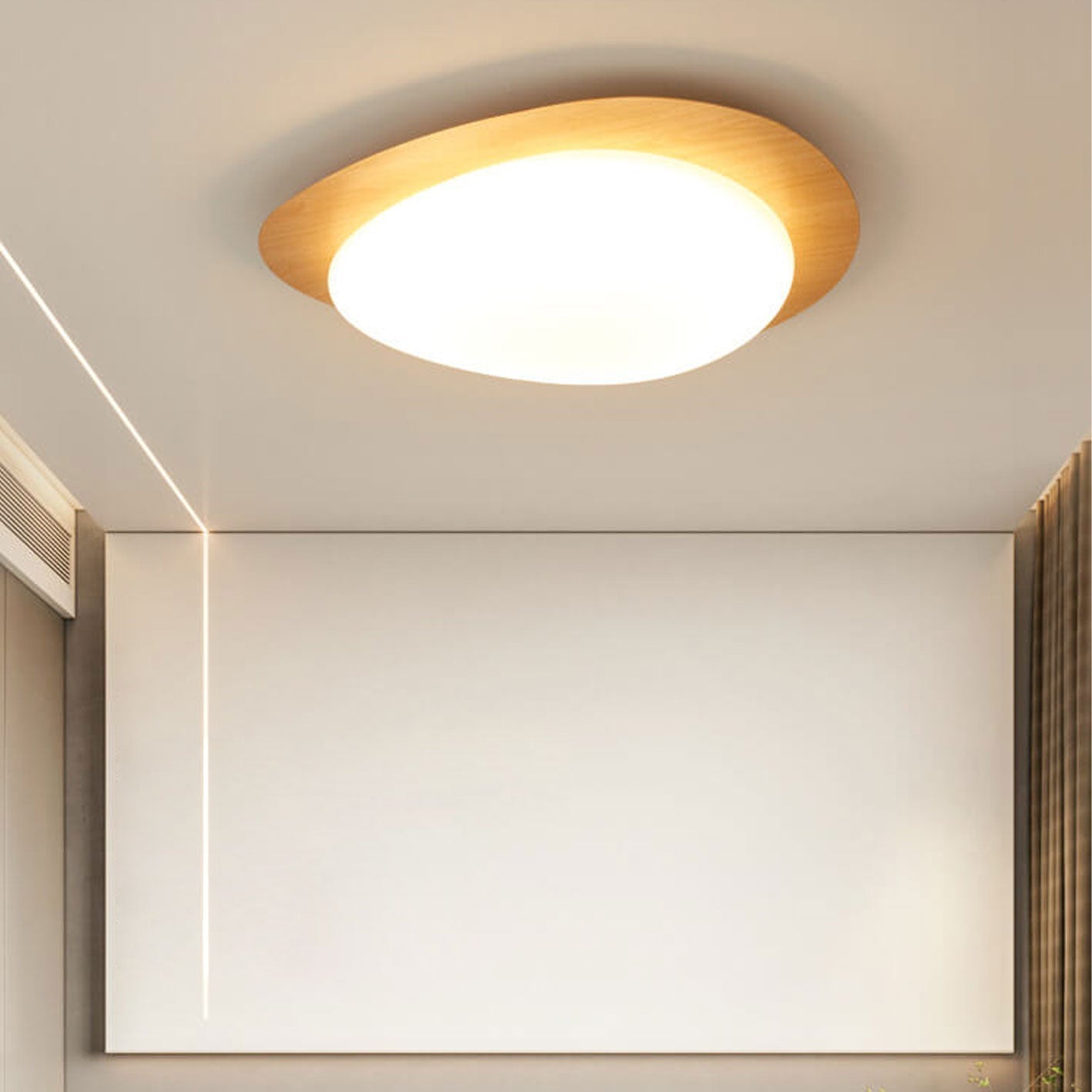 Modern Wood Flush Mount Ceiling Light With Stepless Remote Dimming — Harbor Light Co.
