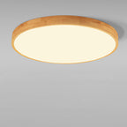 Ultra Thin Solid Wood Round Flush Mount LED Ceiling Light