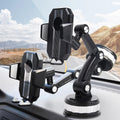 Car Phone Mount Dashboard Windshield Suction Cup Phone Holder with Telescopic Arm and Rotating Ball Joint