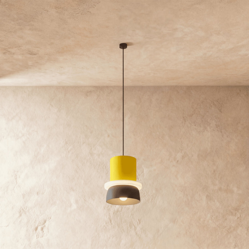 Modern Aluminum Two-Tone Pendant Light With Warm LED Glow in Yellow and Gray — Harbor Light Co.