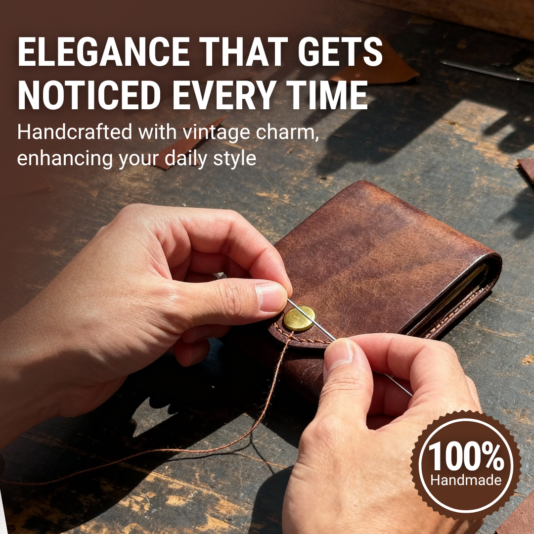 Vintage Faux Leather Snap Wallet with Card Slots and Pen Holder