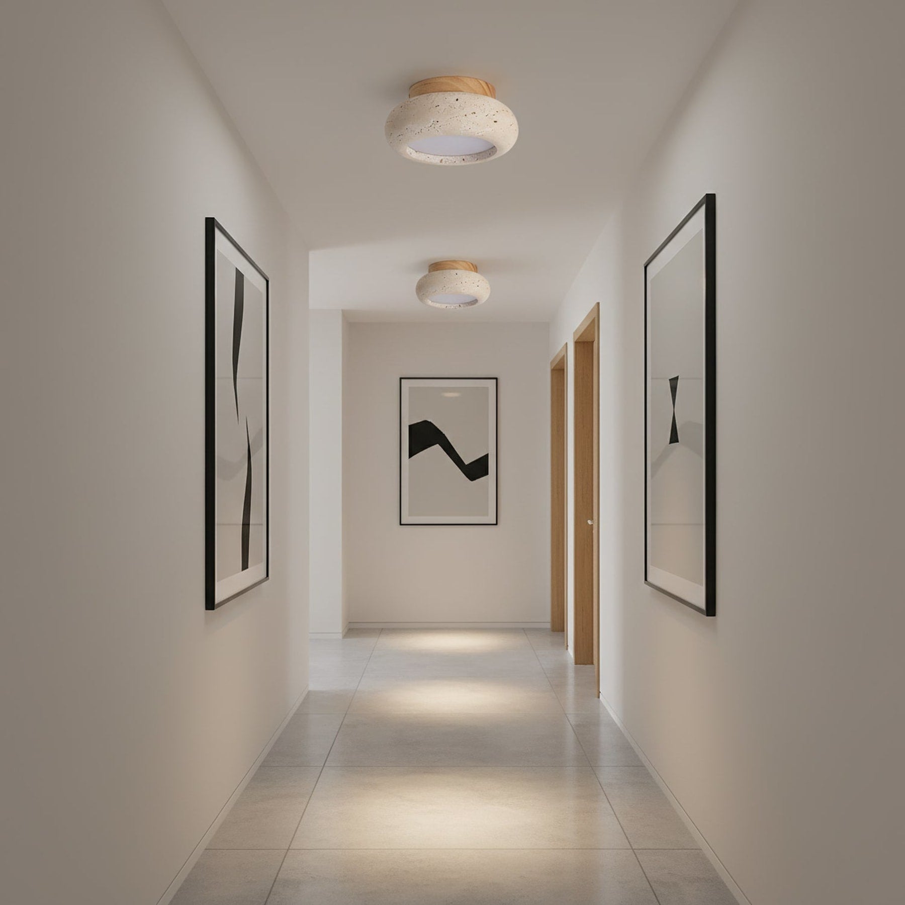 Modern Travertine Flush Mount Ceiling Light — Harbor Light Co.