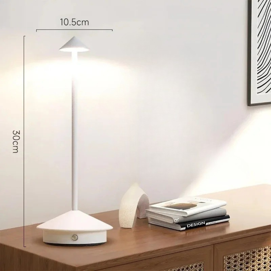 Modern Aluminium Cone LED Light Rechargeable Table Lamp