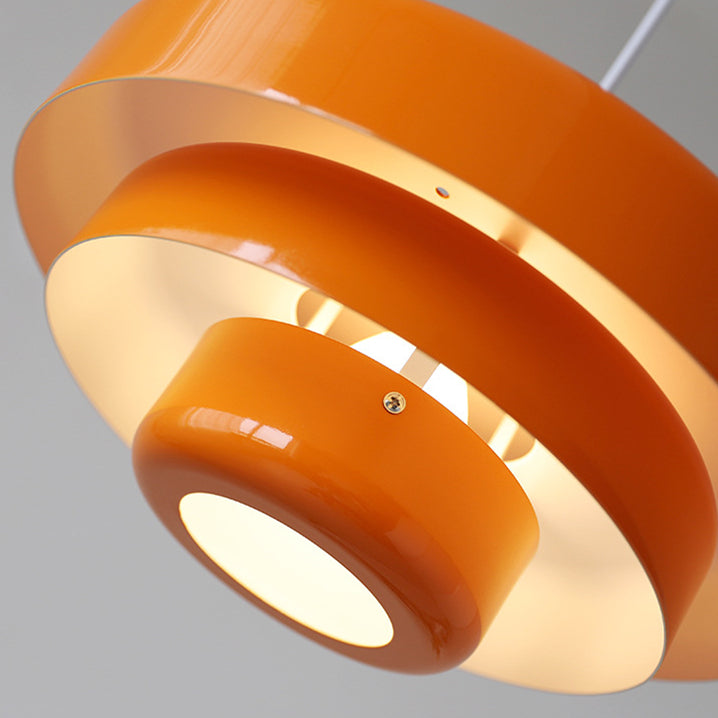Mid-Century Metal Dining Room Pendant Light with Layered Disc Shade