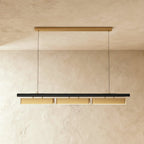 Modern Stainless Steel Linear Chandelier for Dining Room in 3 Heads: L140" (L55 cm) x H4.7"(11.9cm) / 54W — Harbor Light Co.