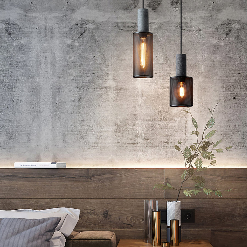 Industrial Wrought Iron Concrete Pendant Light With Warm LED Glow — Harbor Light Co.