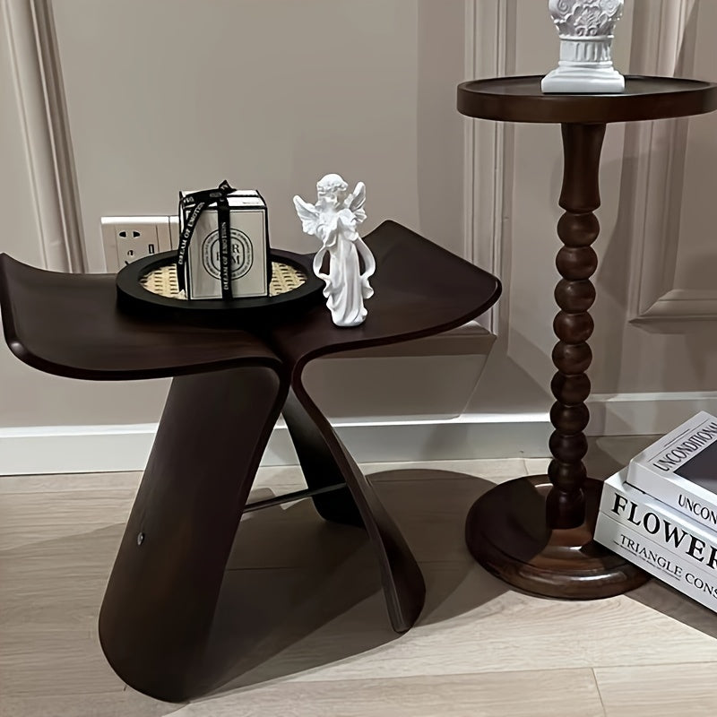 Butterfly Stool Solid Wood Mid Century Modern Bentwood Stool Compact Accent Seat for Living Room Entryway and Bedroom